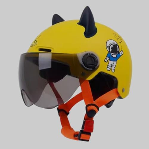 QJWMatic Casco da Moto per Bambino Casco da Moto per Ragazzo E Ragazza, Mezzo Casco Aperto Casco Jet per Ciclomotore con Visiera per 2-14 Anni F,47-55CM