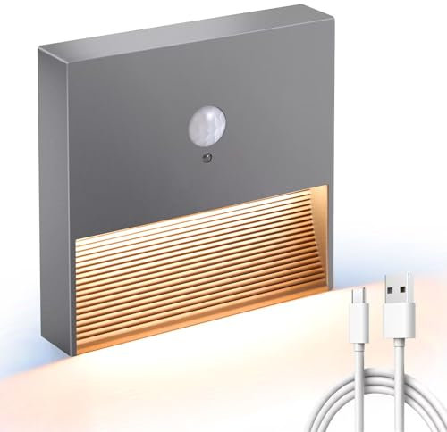 FenglinWisdom Motion Sensor Night Light, Rechargeable Motion Sensor Lights Indoor, Adjustable Brightness，3000K with Magnetic Base for Wall, Stairs, Cabinet, Hallway (1 Pack)