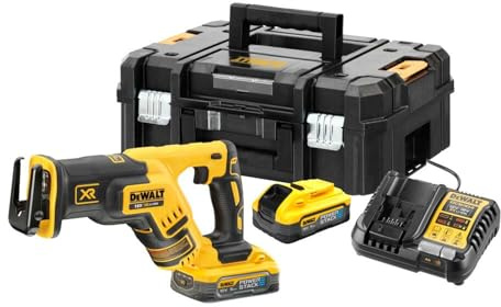 DEWALT - Scie sabre 18V XR BRUSHLESS - POWERSTACK + 2 batteries 5Ah + chargeur + coffret T-STAK - DEWALT - DCS367H2T-QW