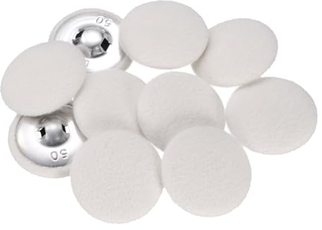 QUARKZMAN 10pz Bottone Rivestito in Tessuto 32mm Bottoni Cucito Rotondi con Gambo Alluminio per Maglioni Peluche Cappotto Lana Giacca Accessori Cucire, Bianco