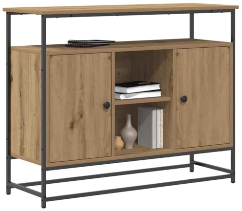 vidaXL Aparador Roble Artesanal 100 x 35 x 80 cm Madera de ingeniería, Alacena Moderna, Rectangular, Minimalista, Unidad de Madera, Mueble Que Ahorra Espacio, excelente Organizador
