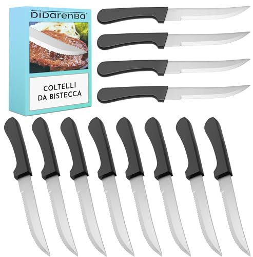 Didarenba Coltelli da bistecca 12 pezzi acciaio inox 22 centimetri coltelli da carne tavola