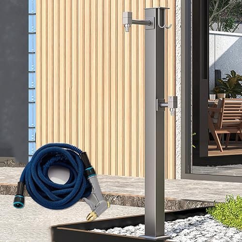 Colonne d'eau de Jardin autoportante avec Support de Tuyau d'arrosage extérieur, Robinet de Cour, Fontaine à Eau en métal pour l'irrigation et Le Lavage