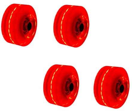 CIYODO 4 pièces Roues de Roller Quad PU Roues Patin Roulettes Lumineuses Rouge Lot pour Skateboard et Patins