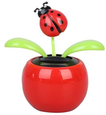Solar Dancing Flower Automotive Ornament Swinging Animated Seven-Starred Ladybug Dancer Toy Car Dashboard Decor Suncatchers Solar Apple Blossom Bobblehead Windowsill Decoration for Car Home Decor