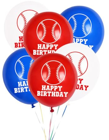 Kisangel 24 Globos de Látex Diseño de Béisbol para Decoración de Fiestas Infantiles y Eventos, Colores Surtidos y Accesorios para Decorar Ventanas Color Aleatorio