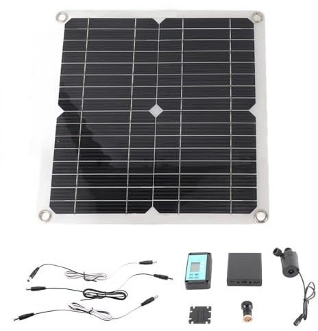 WGFOIP Solcellsdriven Dränkbar Pumpsats, 50W Solpanel 22W DC12V Vattenpump med Batterilåda Timerkontroll för Trädgårdsfontän Dammcirkulation