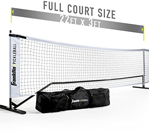 Franklin Sports Official Regulation Size 22' Portable Pickleball Net with Travel Bag - Black with White Stripes Nylon Net for Indoor and Outdoor Courts