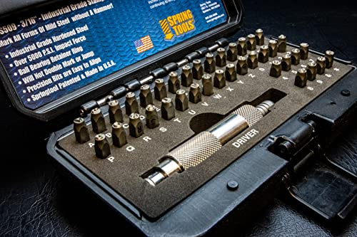 HDIDS509 Hammerless Metal Stamping Kit, 3/16 39-Piece Alphanumeric Steel Stamps, 5000 LBS Force, A-Z, 0-9, Heavy-Duty Case, USA-Made, ID Stamp, Number and Letter Punch