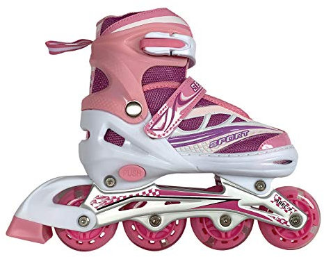 Tante Tina Rollers pour Enfants/Adolescents, à Taille réglable - Rouleau Luminous - Rose L (38-41)