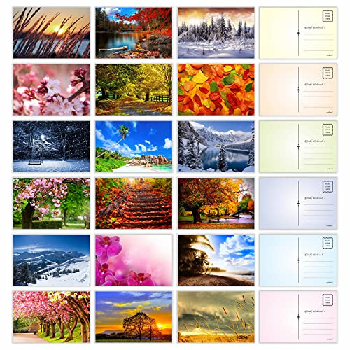 PARTH iMPEX Seasonal Nature Postcards - (Pack of 54) 4x6 Bulk Variety of Fall Autumn Winter Summer Spring National Parks Theme with Mailing Side - all Occasion Cards