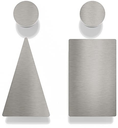 ST.03.E Lot de panneaux de WC en acier inoxydable – Autocollant & facile d'entretien – Motif pictogrammes de toilettes – ST.03.E