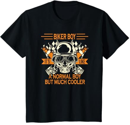 Kids Retro Biker Boy Motorcycle Gift for Biker Son T-Shirt