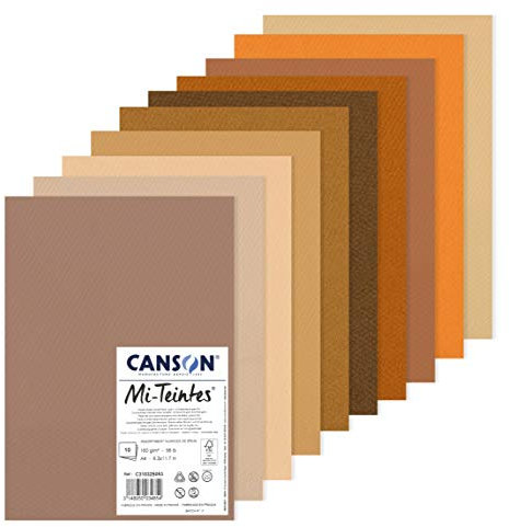 MI-TEINTES A4 160G Brauntöne, Packung 10 Blatt