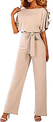 Coloody Mono para mujer manga corta pantalones elegantes mono informal suelto con cinturón
