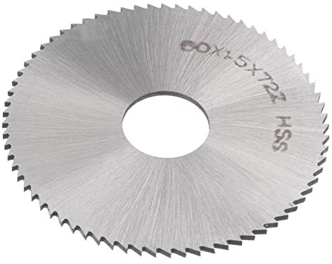 sourcing map Lame de Scie Circulaire 60mm (2-3/8) Diamètre 1.5mm Épais 72 Dent, 6542 Haute Vitesse Acier (HSS) Fraise avec 16mm Arbre pour Bois PVC Aluminium Coupage