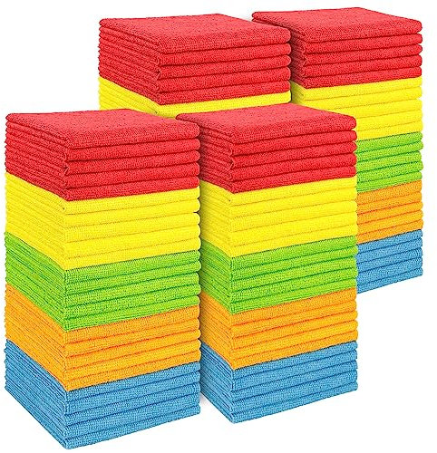 AIDEA Mikrofasertücher Mikrofaser Reinigungstücher 100 Pack, Allzweck Autotuch, fusselfrei, kratzfrei, saugfähige Microfasertücher für Autos, SUVs, Wohnmobile und Boote Geschenke, 30X30 cm