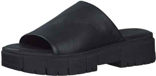 Tamaris Damen Plateau Mules Leder Blockabsatz Sommer; BLACK UNI/schwarz; 38 EU