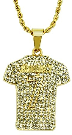 Collier pour homme avec maillot de football numéro 7, collier de maillot de football Hip Hop, collier pendentif en or avec maille de football no. 7 et chaîne de 29,5 pouces, pendentif maillot de