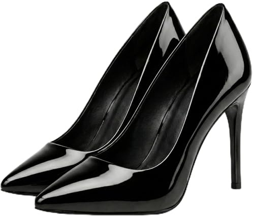 Women’s High Heel Pointed Toe Court Shoe Stiletto Heel Pumps Party Evening Prom Wedding Bridal Ladies Shoes (Black Patent, UK Footwear Size System, Adult, Women, Numeric, Medium, 10)