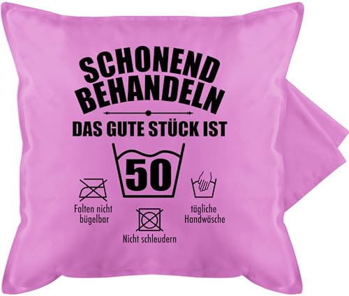 Shirtracer Kissenbezug - Kissen - Schonend behandeln das Gute Stück ist fünfzig I 50 I 50. Geburtstag I Fünfzigster - 50 x 50 cm - Pink - zum als 50th zehnundvierzig Geschenke 50igster jährigen