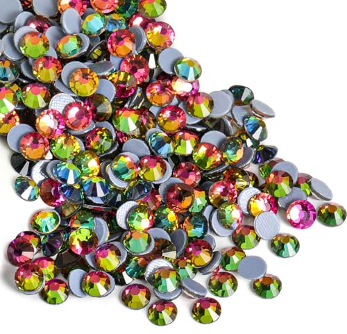 Beadsland Hotfix-strass, SS34, 288 st, regnbåge, runda ädelstenar, gör-det-själv, 7,0–7,3 mm