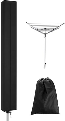 165 * 16 * 16CM Rotary Washing Line Cover with Storage Bag, Waterproof Rotary Clothes Line Cover with Anti-rust Zip, Heavy Duty Durable Whirligig Cover for Rotary Dryer or Parasol, Outdoor, Garden
