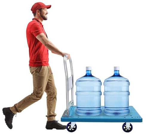 Carro de plataforma plegable, carrito con ruedas, plegable, gran capacidad, con asa, capacidad de carga, máxima 300 kg, antideslizante, carro de mano para plataforma, 4 ruedas, bandeja rodante, carro