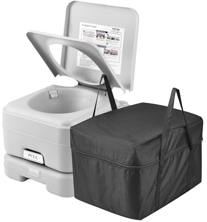 VEVOR Tragbare Toilette Campingtoilette, mit 12 L Fäkalientank und 12 L Spültank, Toilettenstuhl mit Druckknopf-Spülung, auslaufsichere, geruchslose Reisetoilette für Erwachsene, Kinder, Wohnwagen