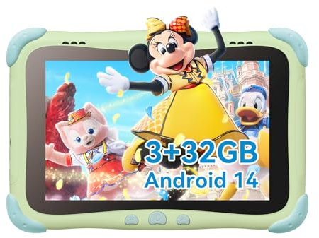 BWJBSW Kids Tablet 8 Pulgadas, 3GB+32GB, Android14 Para Niños, 1280 x 800 IPS HD Display, Con Funda Learning/Bluetooth