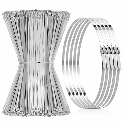 Fascette Metalliche Autobloccanti,100 Pezzi Fascette Acciaio Inox,Fascette in Inox 300 x 4,6mm,Fascetta Metallica per Cavi,Riparare la Recinzione Fissaggio di Striscioni e Oggetti Appesi