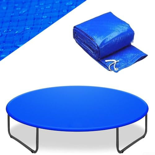 Qualoramall Housse de protection ronde en fibre de plastique résistante aux déchirures - Imperméable et résistante aux intempéries - Pour trampolines d'extérieur - 305 cm