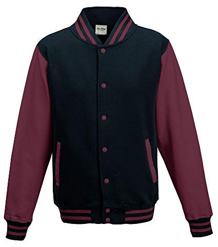 Just Hoods College Jacke 'Varsity Jacket, Oxford Marineblau/Burgunderrot, XL