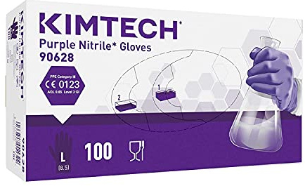 Kimtech Purple Nitrile Disposable Protective Gloves, Latex and Powder Free for Heavy Duty protection Against Chemicals and Virus's, Box of 90, XL