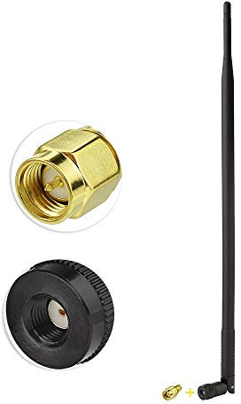 Superbat Antenne 900MHz 3G/4G 9dBi Externe Omnidirectionnelle en Caoutchouc avec Adaptateur RPSMA M/F vers SMA M, pour Routeurs, Caméras de Sécurité, Passerelles Modem