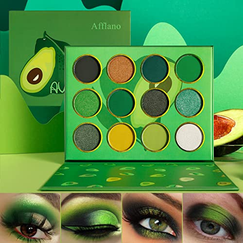 Palette Di Ombretti Verdi Trucco Per Gli Occhi,Afflano Green Eyeshadow Palette Opachi Sfumabili Lunga Durata Palette Ombretti Verdi Gialli Piccoli, Smeraldo Foresta Verde Scuro Halloween Natale Trucco