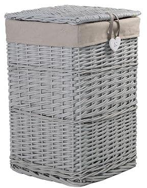 Wickerfield Grey Square Corner Handmade Wicker Laundry Basket (Small)