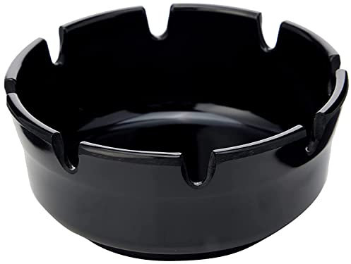 Piazza 6 Posacenere da Esterno Design Rotondo in Plastica 10 cm - Posaceneri da Tavolo per Sigarette e Sigari adatto per Casa, Giardino, Bar, Ristoranti, Hotel - Colore Nero [6 Pezzi]