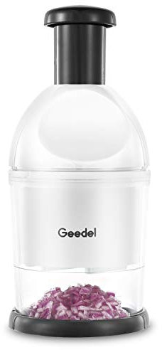 Geedel Food Chopper, Easy to Clean Manual Hand Dicer, Slap Press Mincer for Vegetables Onions Garlic Nuts Salads and More - Save Your Prep Time
