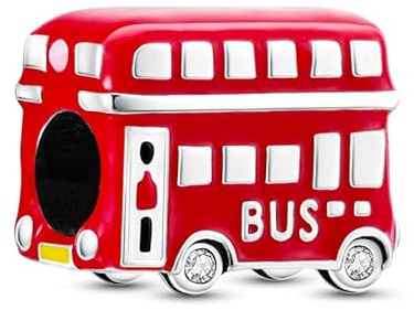 M&S - Abalorio de plata de ley 925 con diseño de autobús de Londres, compatible con Pandora y pulseras europeas