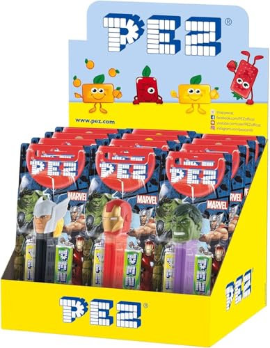 PEZ Emoji Character Sweet Dispensers, Lemon & Apple Flavoured, Multipack of 12 (2 x Refill Pack Per Dispenser)