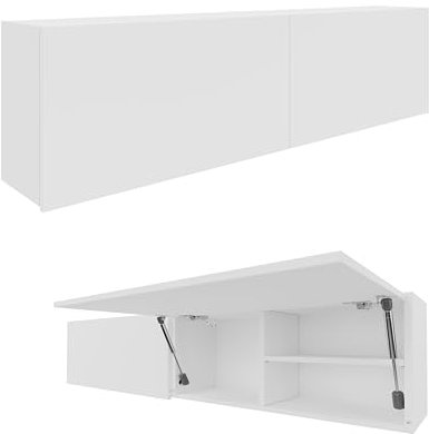 PLATAN ROOM Badschrank 80/120 / 160/200 / 240 breit Badmöbel Badezimmer Klapphängeschrank Schrank Hochglanz Matt Weiß (Weiß Matt/Weiß Matt, 160 x 40 x 25)