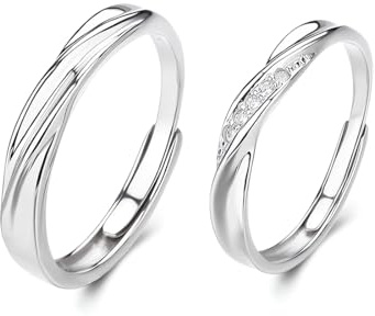 YHIJSR 2 Piezas Anillos de Plata Ajustables para Parejas Anillo de Nudo de Amor de Plata Ajustable Anillos de Pareja