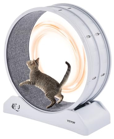 VEVOR Katzenlaufrad, 80x34x85cm, großes Laufrad für Katzen mit sicherer Bremse & Laufbahn aus Teppich, leiser Betrieb, Laufband für Katzen bis zu 4kg, Katzenrad für Gewichtsverlust & Gesundheit, weiß