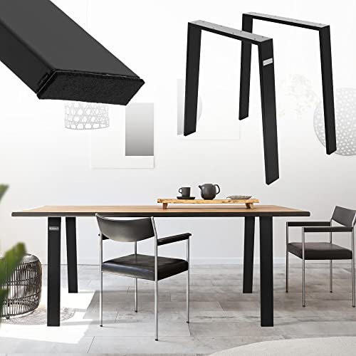 ML-Design 2er Set Tischbeine Loft 75x72 cm, Schwarz, Profil 8x2 cm, aus Stahl, Industriedesign, U-Form, Metall Tischgestell scandic, Tischkufen Tischuntergestell Möbelfüße, für Esstisch/Schreibtisch