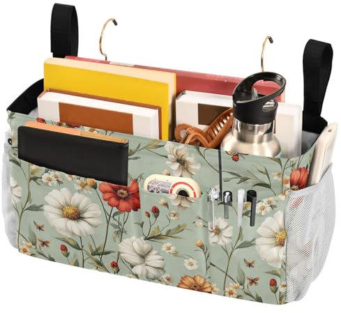 FRODOTGV Fiori, narcisi, peonie, piante grasse, colore grigio, da appendere al comodino, borsa tascabile per bottiglie d'acqua, riviste, telefono, occhiali