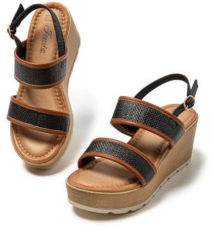JOMIX Sandali Estive Spessi da Donna Scarpe da Spiaggia Comode e Traspiranti Tacco a Zeppa Antiscivolo e Stabile Adatto per Passeggiate Casual o Vacanze al Mare WWS250242