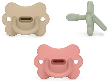 Suavinex, Pack 3 Chupetes Todo Silicona, para Bebés 6/18 Meses, con Tetina Fisiológica Sx Pro, Súper Blandito y Flexible, Ideal para Dormir, Respeta el Desarrollo Bucodental, Rosa, Verde, Beige