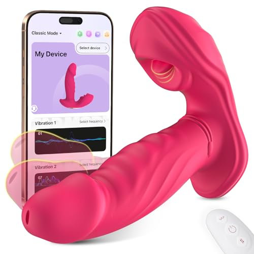 Yivans G Punkt und Klitoris Vibration für Frauen, APP Fernbedienung Tragbarer Dildo Vibrator Butterfly Vibrator mit 9 * 9 Swing Lecken Vibrationsfunktion Sexspielzeug für Frauen Solo & Paarspiele