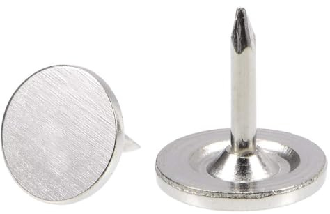 TOP-VIGOR 25 st möbelfästen i silver, kraftiga tryckstift, 9,5 x 10 mm dekorativa tumspetsar för vägg, korkbräda, möbler och anslagstavla